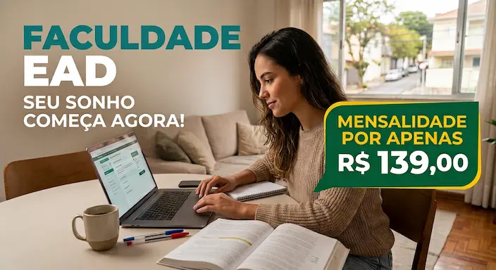 Faculdade EAD por R$139 de mensalidade