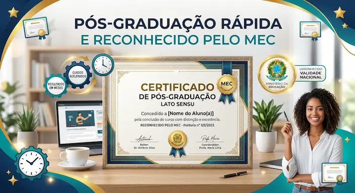 Certificado de Pós-Graduação rápido e Reconhecido pelo MEC