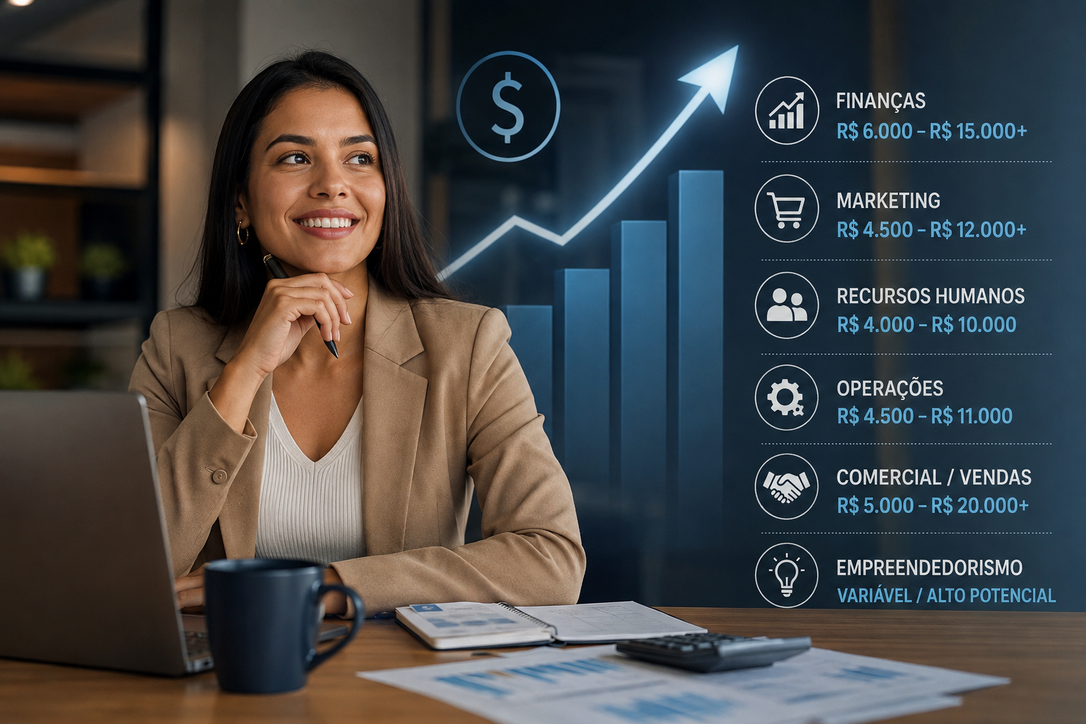 Qual é o salário de quem faz Administração? Faixas e áreas que pagam mais